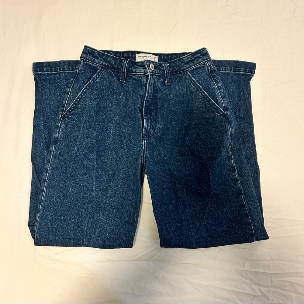 Abercrombie & Fitch 90s Relaxed High Rise Jeans Curve Love Dark Wash